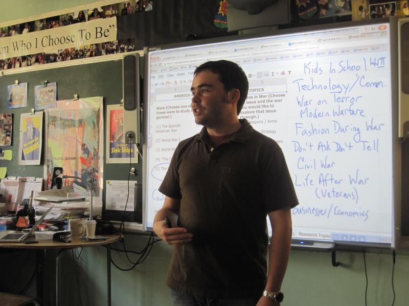 Eighth grade humanities teacher Mike Locker puts more emphasis on writing now